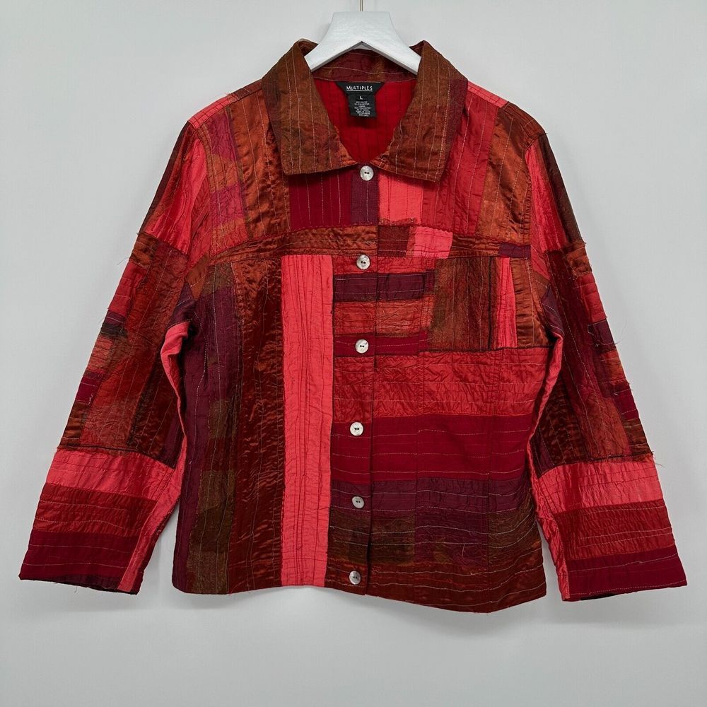 Vintage Multiples Jacket Quilted Patchwork Size L… - image 1